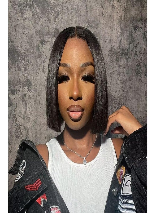 ten chopsticks 2X6 Deep Parting SKINLIKE Real HD Human Hair Short Bob Wigs Pre Plukced 0.10mm Ultra-thin Invisible Swiss HD Lace Closure Single Knot Undetectable Melted Lace Closure Wigs 180% Density 10Inch - Image 4